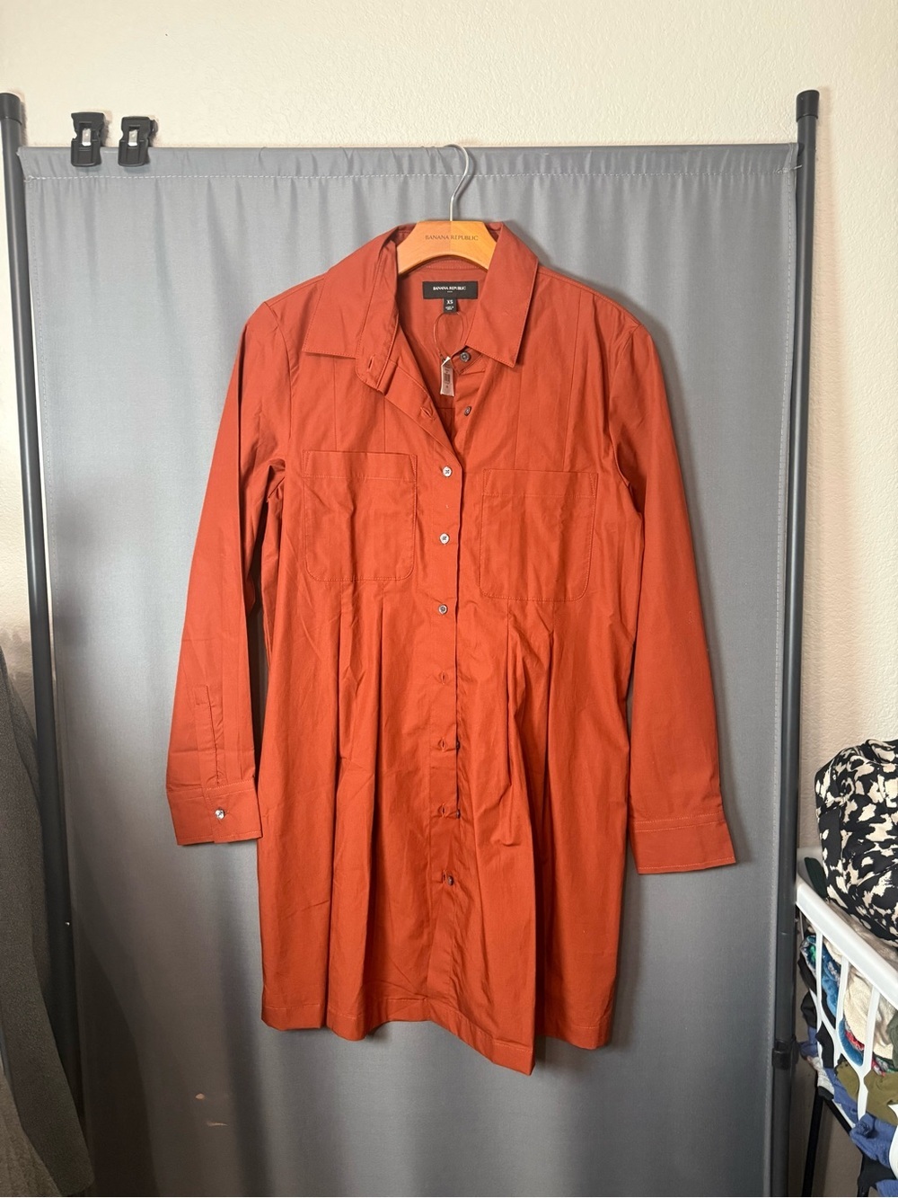 Banana Republic Rust Button-Front Long Sleeve Tunic